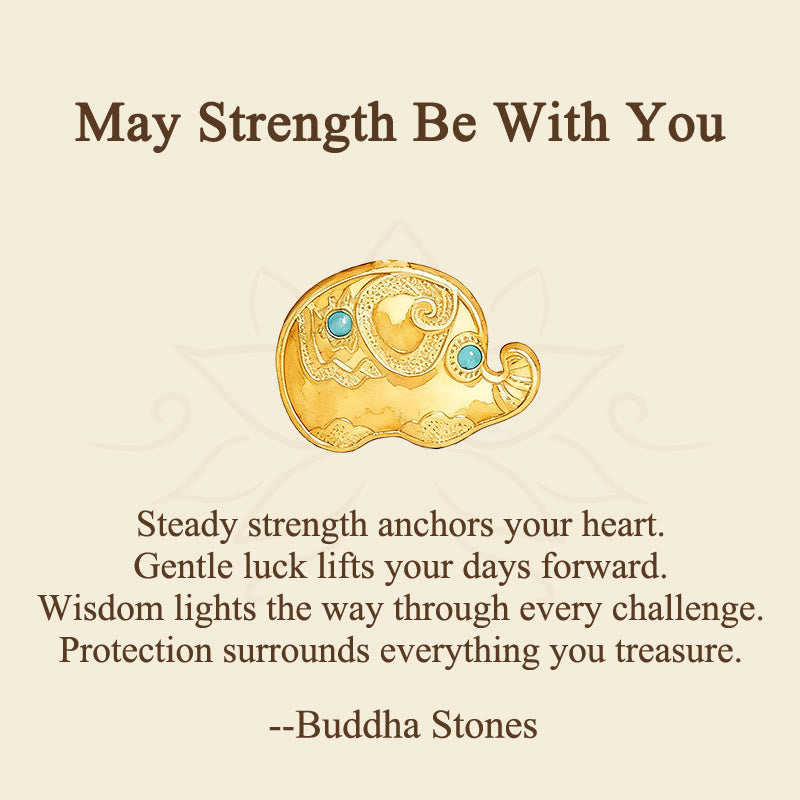 Nimara Ritual "May Strength Be With You" 24k Gold Plated Brass Elephant Necklace Includes Gift Message Card