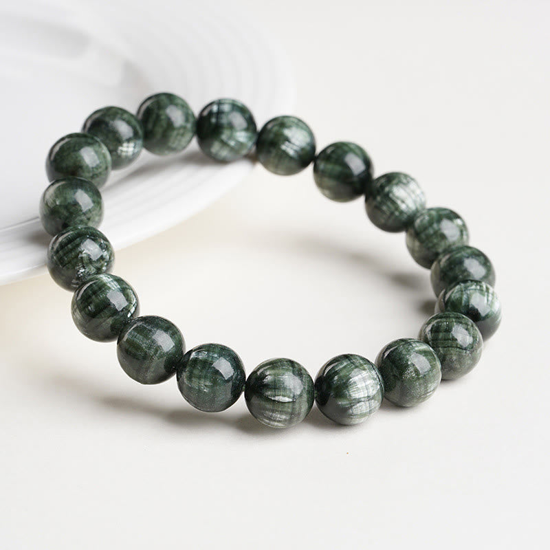 Nimara Ritual Natural Seraphinite Round Emotional Balance Beaded Bracelet