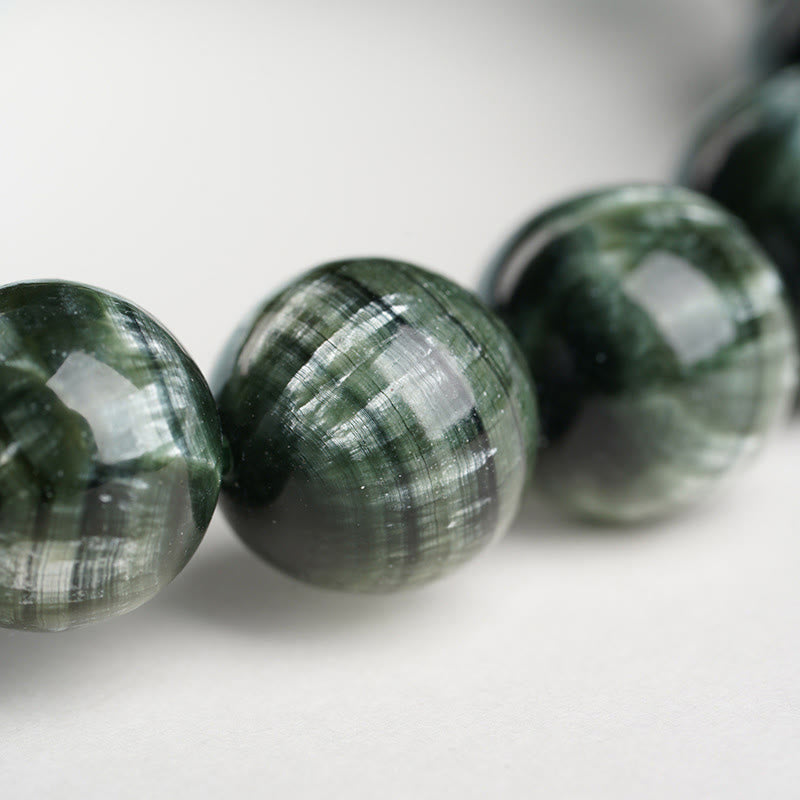 Nimara Ritual Natural Seraphinite Round Emotional Balance Beaded Bracelet