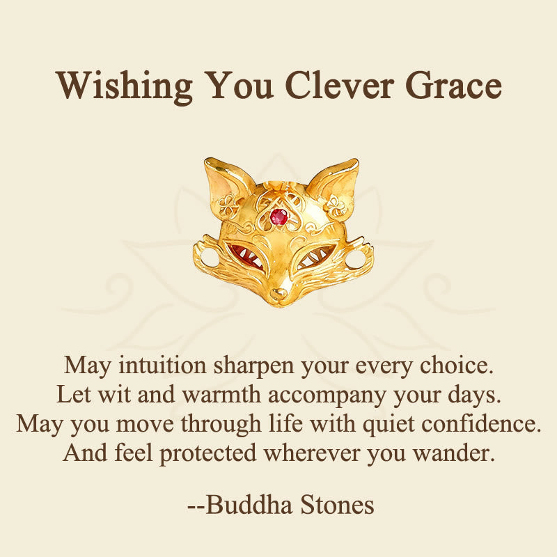 Nimara Ritual "Wishing You Clever Grace" 24k Gold Plated Brass Fox Necklace Includes Gift Message Card