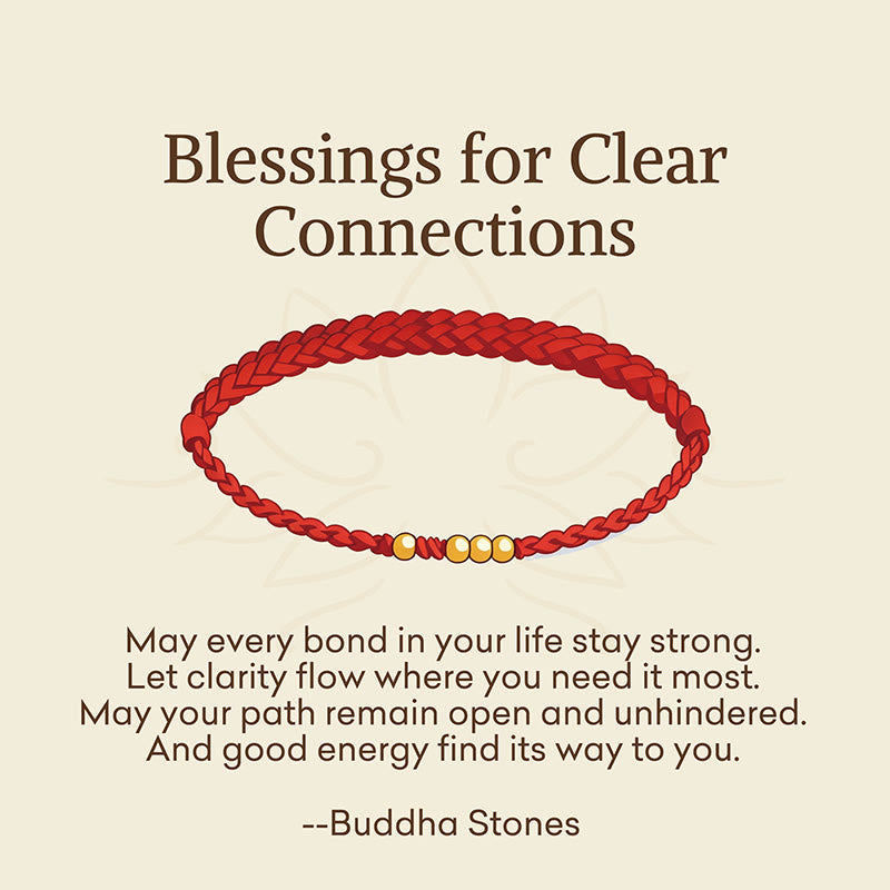 Nimara Ritual "Blessings for Clear Connections" 925 Sterling Silver Plated Gold Beads Red String Bracelet Includes Gift Message Card