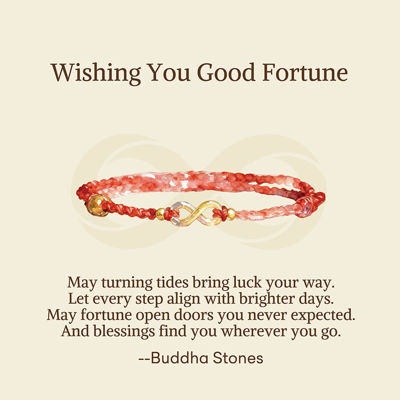 Nimara Ritual "May Endless Luck Find You" Infinity Charm Brass Red String Bracelet Includes Gift Message Card