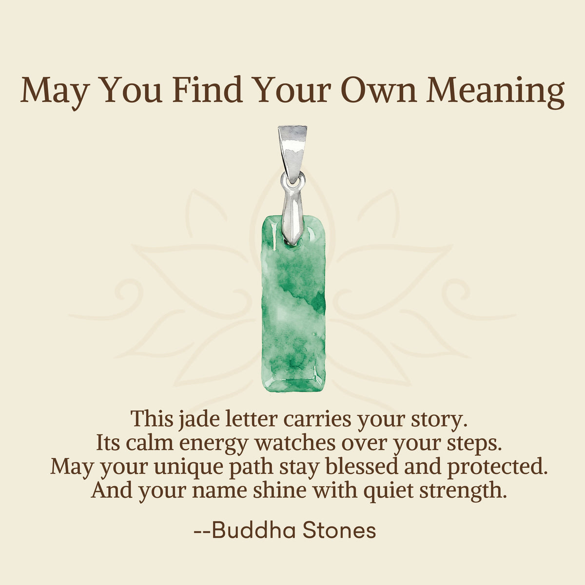 Nimara Ritual "May You Find Your Own Meaning" Natural A-Z Letter Jade 925 Sterling Silver Chain Necklace Includes Gift Message Card