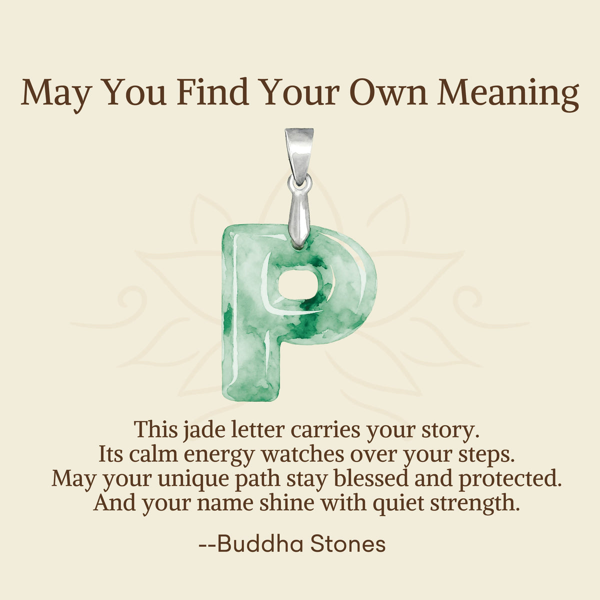 Nimara Ritual "May You Find Your Own Meaning" Natural A-Z Letter Jade 925 Sterling Silver Chain Necklace Includes Gift Message Card