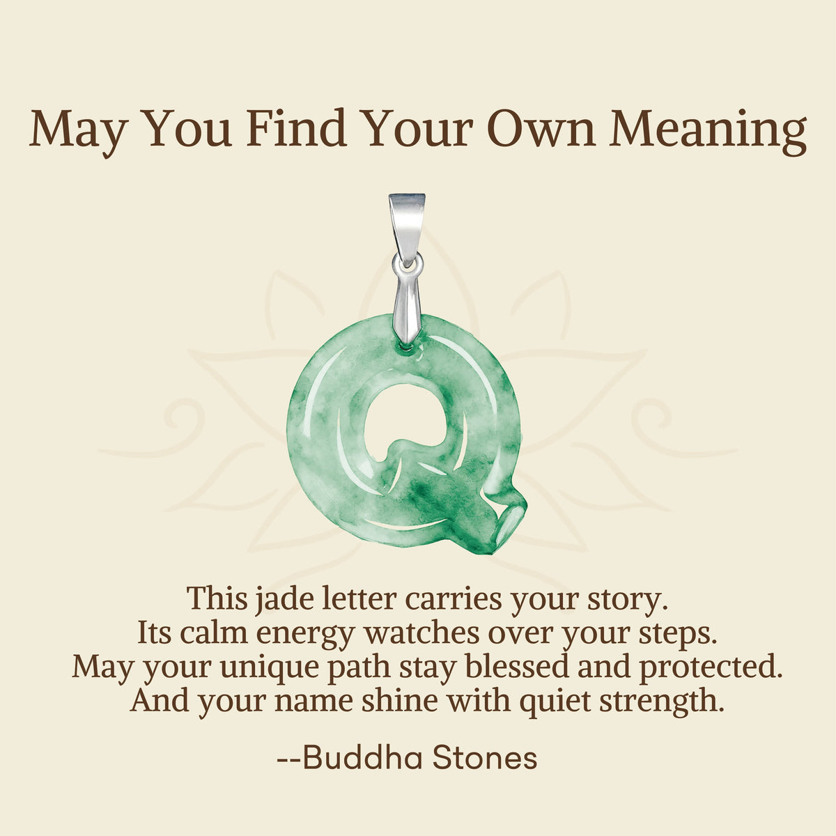 Nimara Ritual "May You Find Your Own Meaning" Natural A-Z Letter Jade 925 Sterling Silver Chain Necklace Includes Gift Message Card