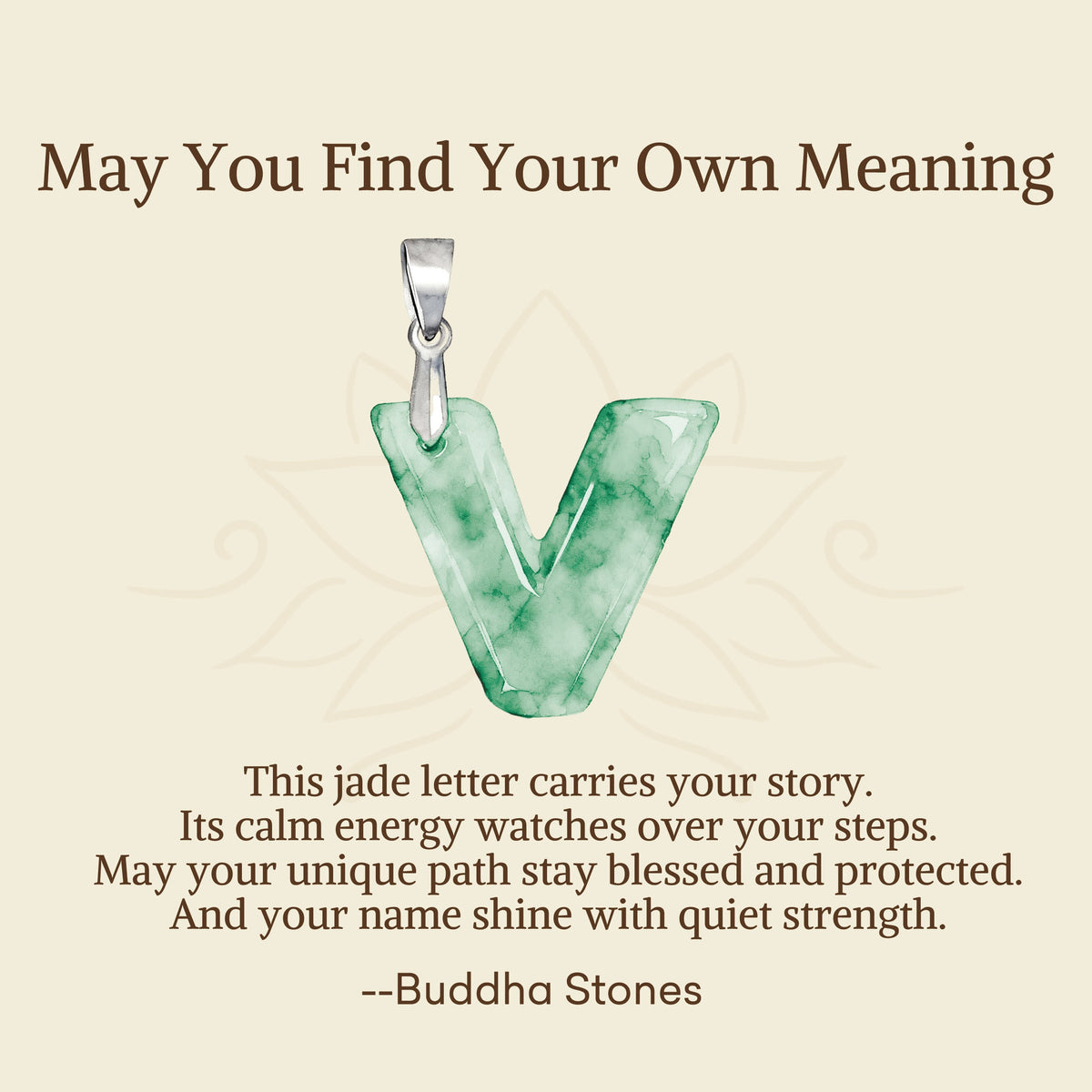 Nimara Ritual "May You Find Your Own Meaning" Natural A-Z Letter Jade Titanium Steel Chain Necklace Includes Gift Message Card