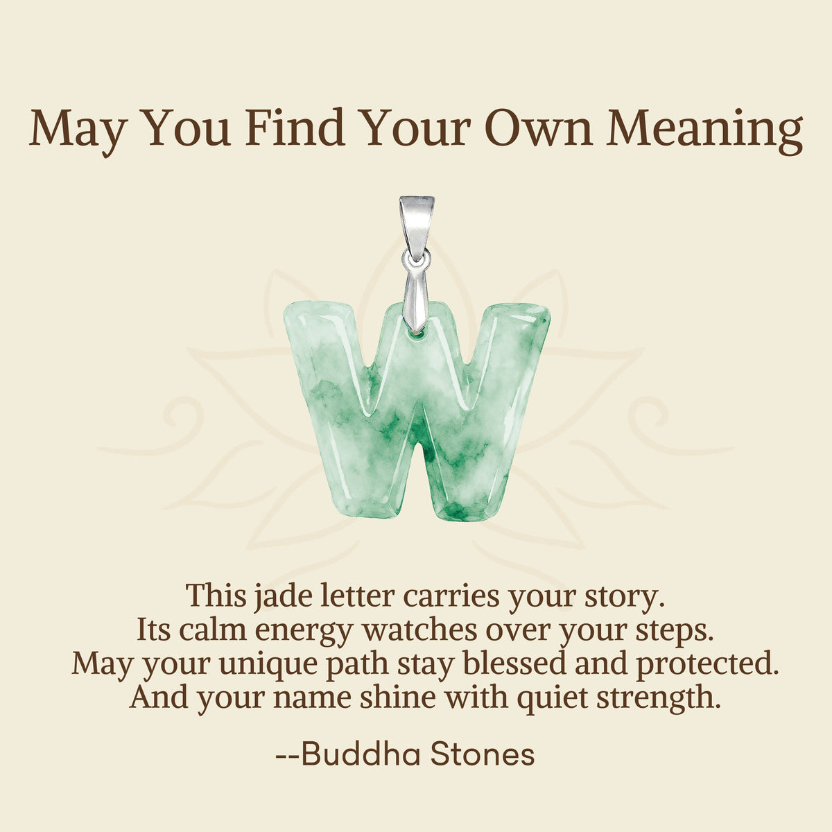 Nimara Ritual "May You Find Your Own Meaning" Natural A-Z Letter Jade Titanium Steel Chain Necklace Includes Gift Message Card