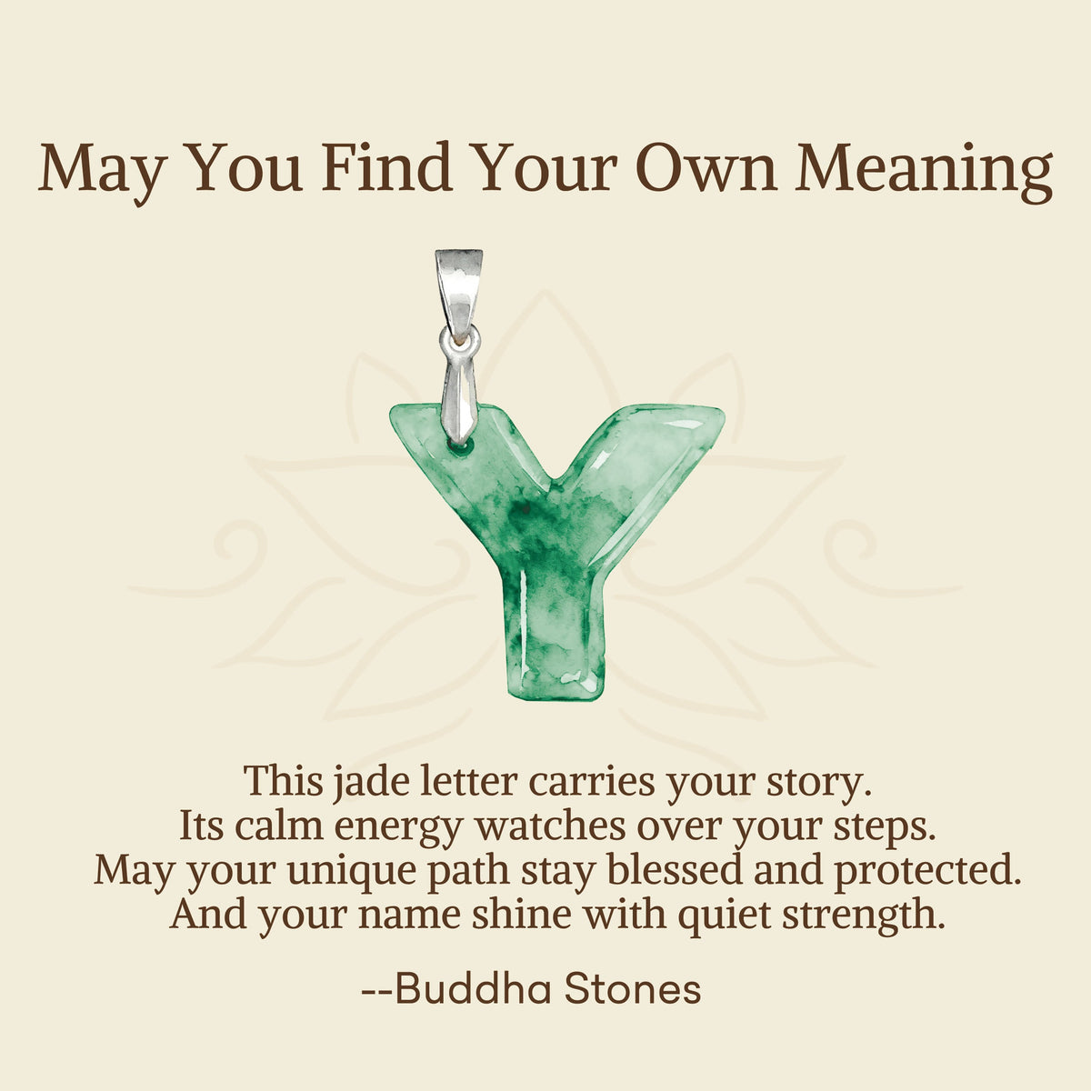Nimara Ritual "May You Find Your Own Meaning" Natural A-Z Letter Jade 925 Sterling Silver Chain Necklace Includes Gift Message Card