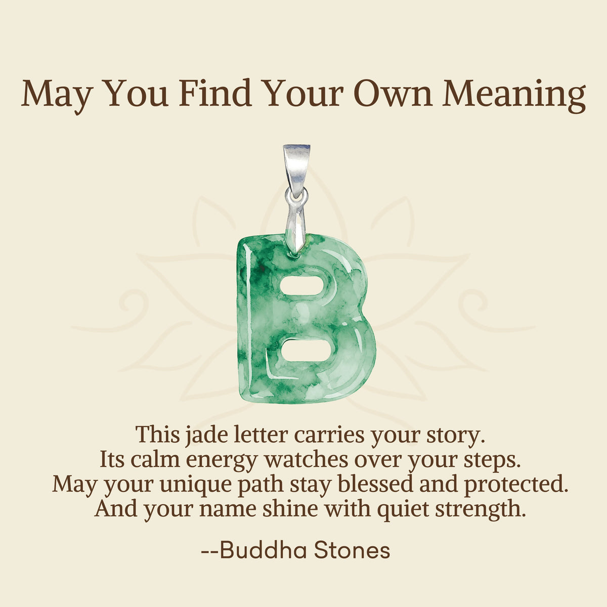Nimara Ritual "May You Find Your Own Meaning" Natural A-Z Letter Jade Titanium Steel Chain Necklace Includes Gift Message Card
