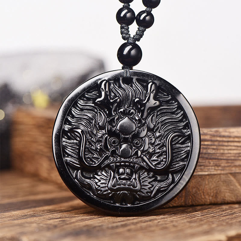 Nimara Ritual Dragon Black Obsidian Transformation Fulfilment Necklace Pendant