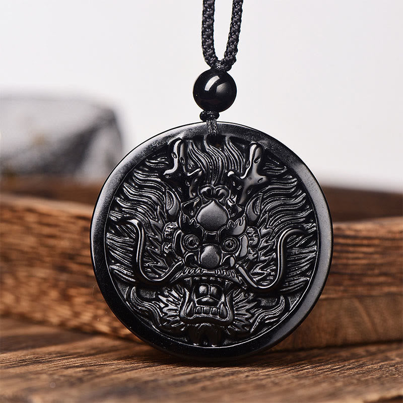 Nimara Ritual Dragon Black Obsidian Transformation Fulfilment Necklace Pendant