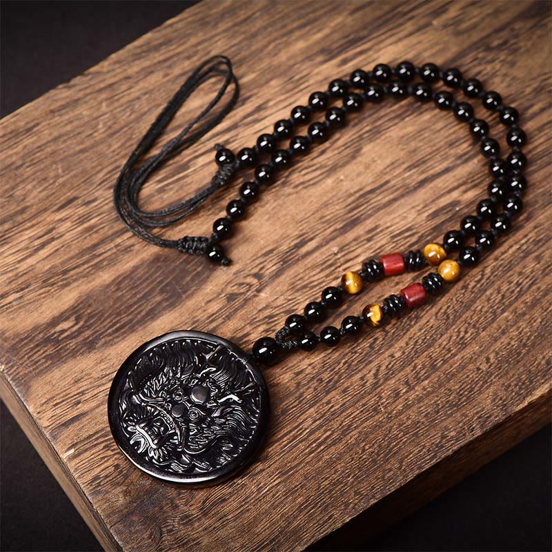 Nimara Ritual Dragon Black Obsidian Transformation Fulfilment Necklace Pendant