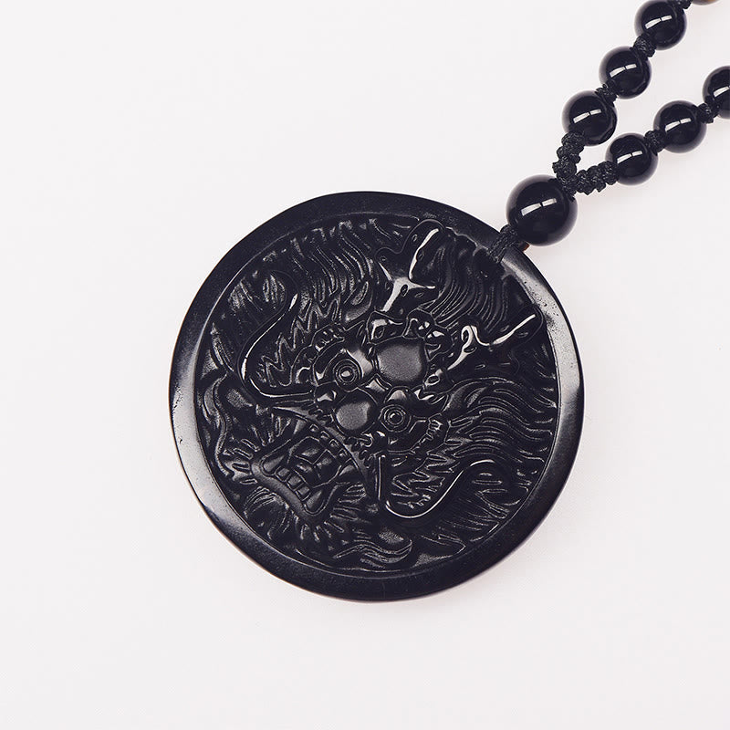Nimara Ritual Dragon Black Obsidian Transformation Fulfilment Necklace Pendant