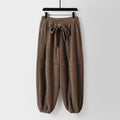Nimara Ritual Winter Solid Color Lace-up Men's Harem Cotton Corduroy Pants With Pockets