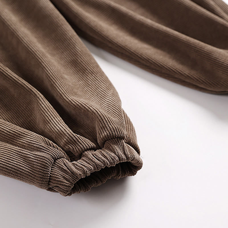 Nimara Ritual Winter Solid Color Lace-up Men's Harem Cotton Corduroy Pants With Pockets