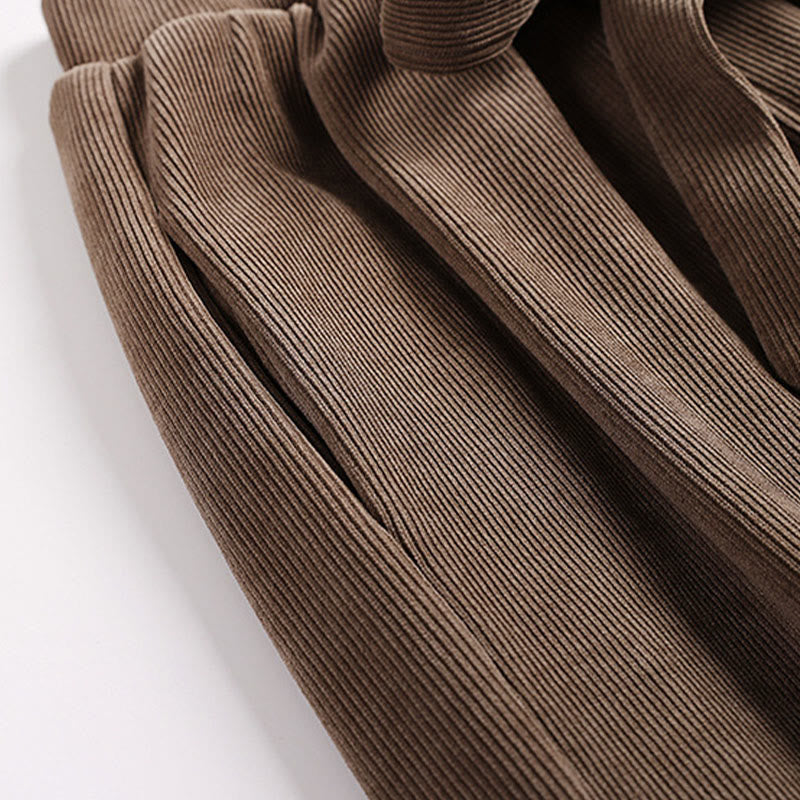 Nimara Ritual Winter Solid Color Lace-up Men's Harem Cotton Corduroy Pants With Pockets
