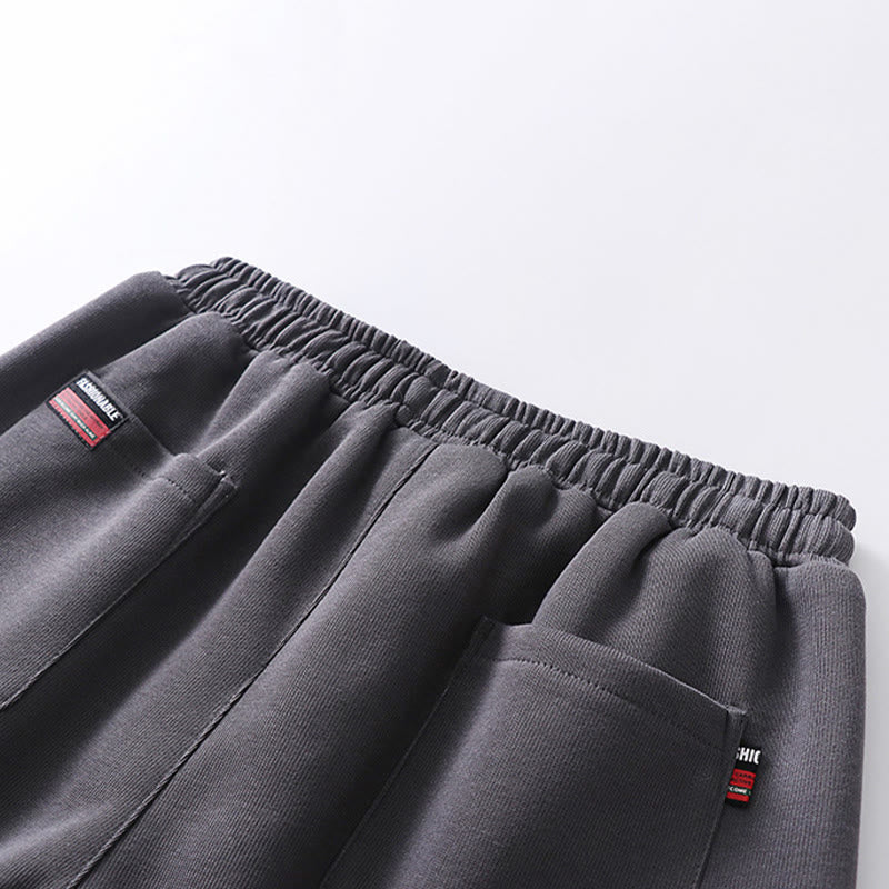 Nimara Ritual Fall Winter Solid Drawstring Regular Fleece-Lined Elastic Waist Men's Cotton Harem Pants With Pockets