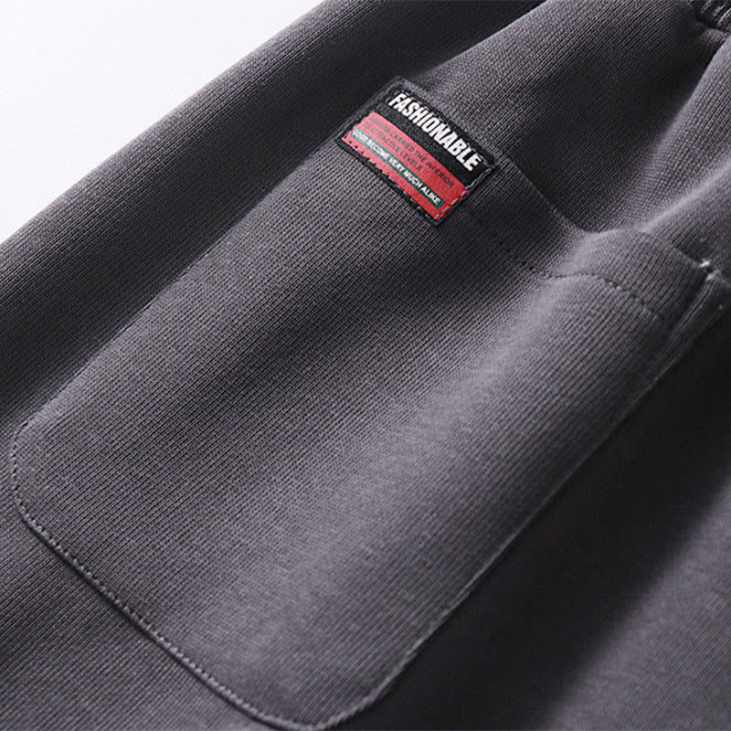 Nimara Ritual Fall Winter Solid Drawstring Regular Fleece-Lined Elastic Waist Men's Cotton Harem Pants With Pockets