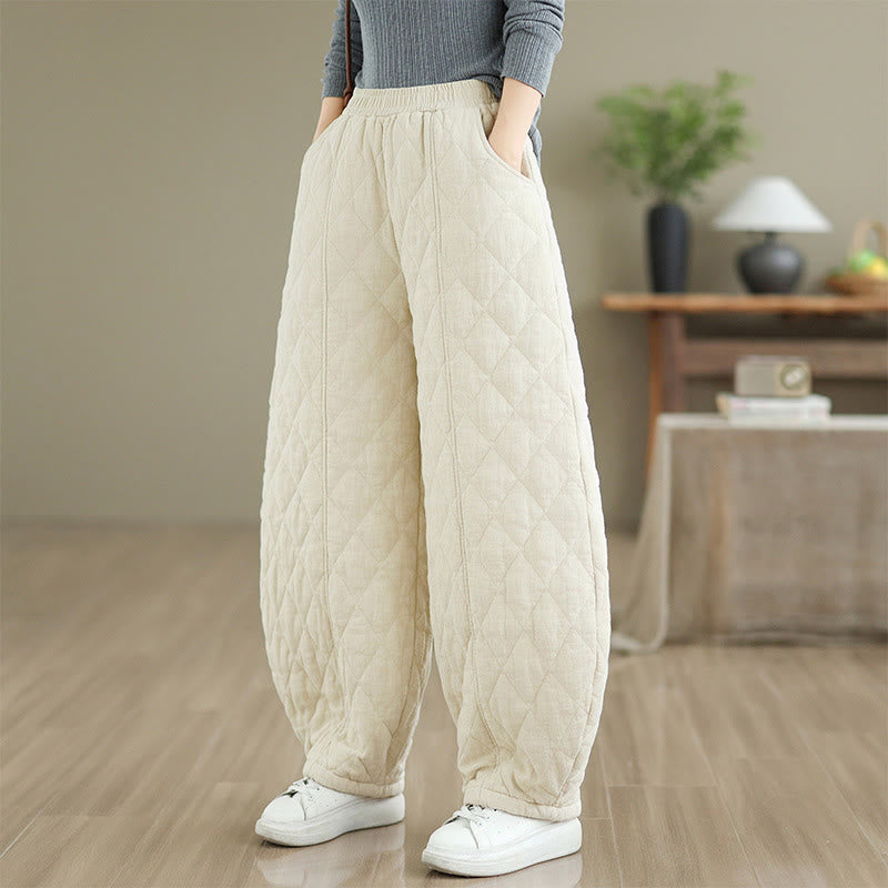Nimara Ritual Winter Diamond Pattern Cotton Women's Pants With Pockets
