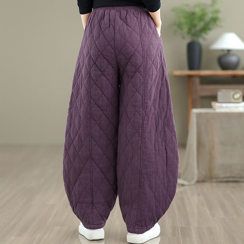 Nimara Ritual Winter Diamond Pattern Cotton Women's Pants With Pockets