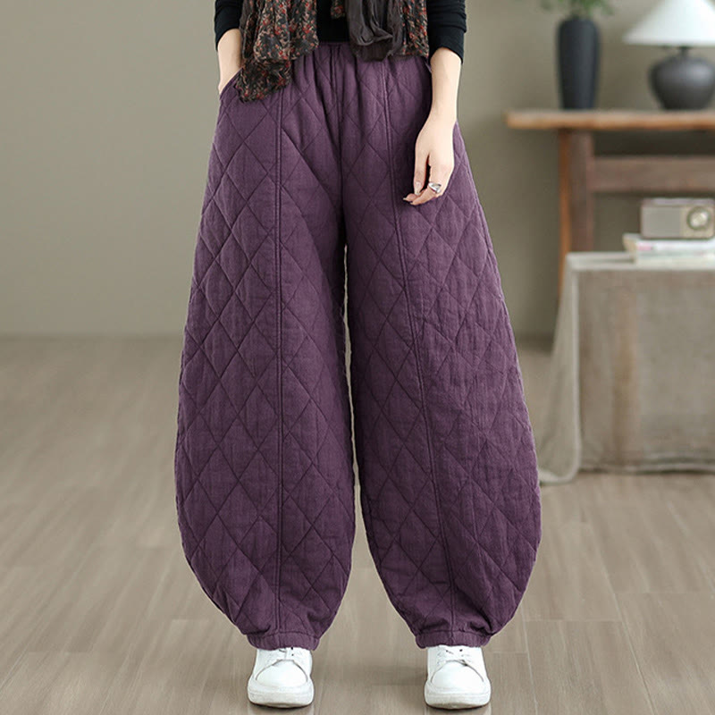 Nimara Ritual Winter Diamond Pattern Cotton Women's Pants With Pockets