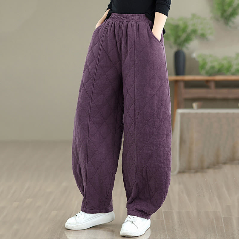 Nimara Ritual Winter Diamond Pattern Cotton Women's Pants With Pockets