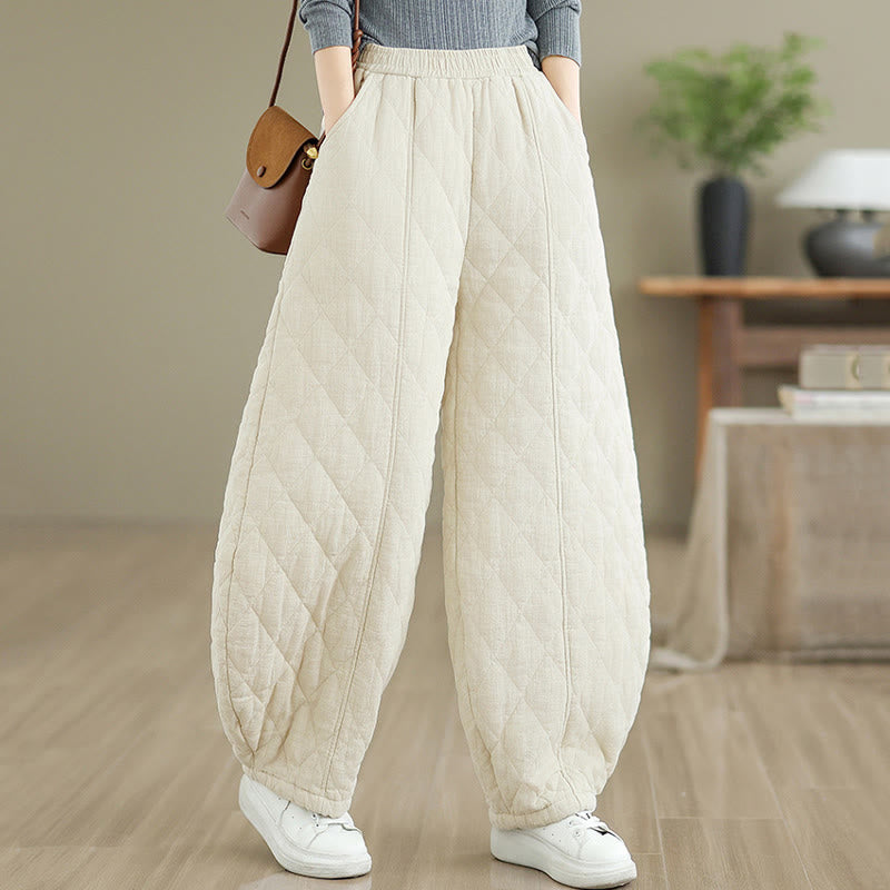 Nimara Ritual Winter Diamond Pattern Cotton Women's Pants With Pockets