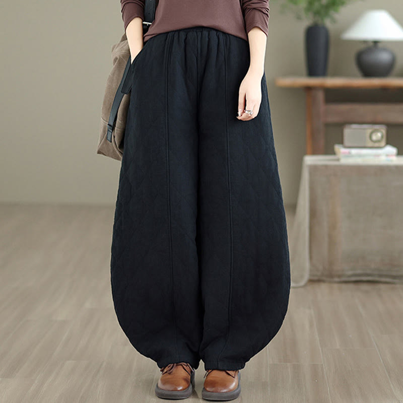 Nimara Ritual Winter Diamond Pattern Cotton Women's Pants With Pockets
