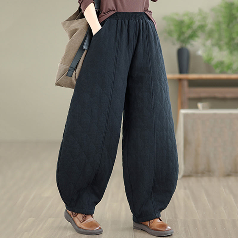 Nimara Ritual Winter Diamond Pattern Cotton Women's Pants With Pockets