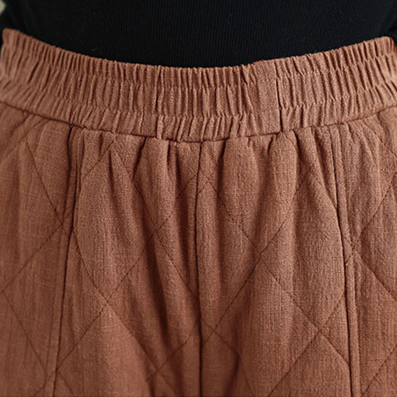 Nimara Ritual Winter Diamond Pattern Cotton Women's Pants With Pockets