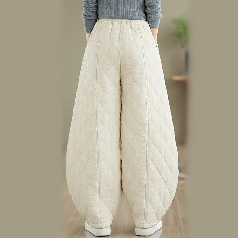 Nimara Ritual Winter Diamond Pattern Cotton Women's Pants With Pockets