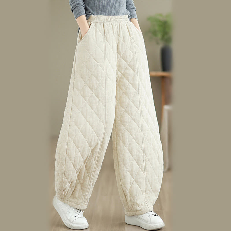 Nimara Ritual Winter Diamond Pattern Cotton Women's Pants With Pockets