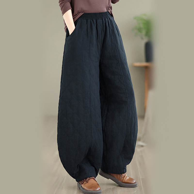 Nimara Ritual Winter Diamond Pattern Cotton Women's Pants With Pockets