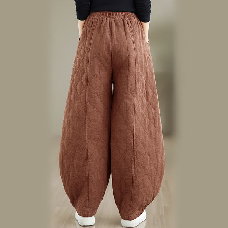 Nimara Ritual Winter Diamond Pattern Cotton Women's Pants With Pockets