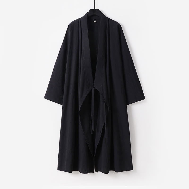 Nimara Ritual 2Pcs Wudang Fall Solid Long Sleeve Men's Taoist Long Robe Sleeveless Vest Lace-up Kimono Ceremony Suit