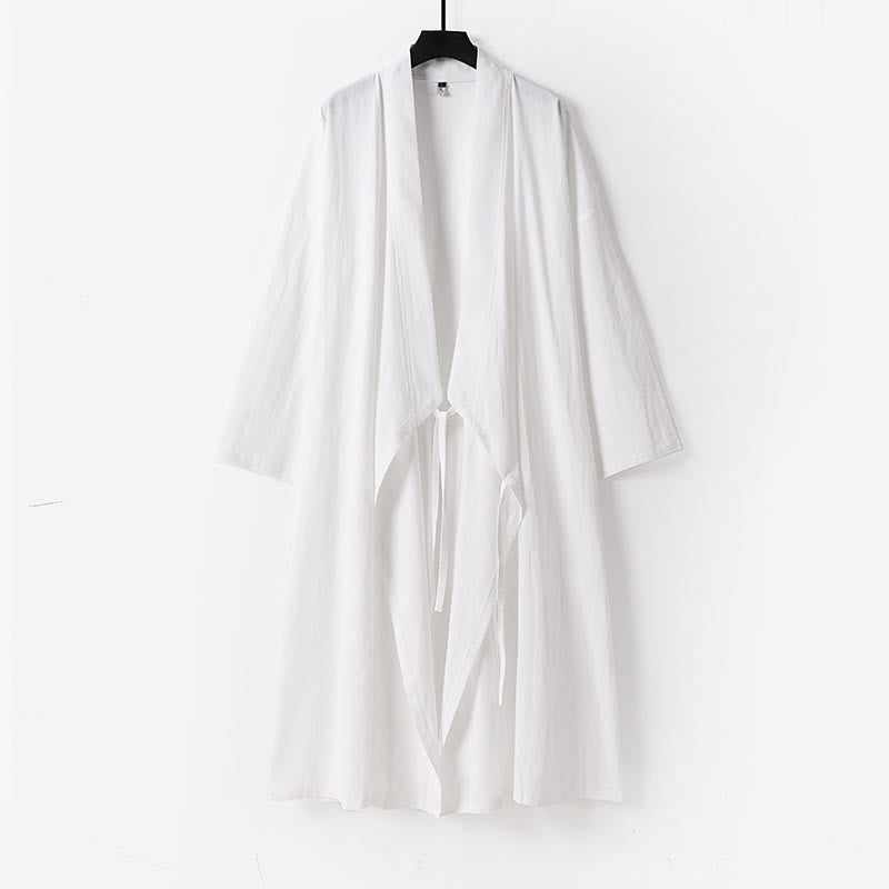 Nimara Ritual 2Pcs Wudang Fall Solid Long Sleeve Men's Taoist Long Robe Sleeveless Vest Lace-up Kimono Ceremony Suit