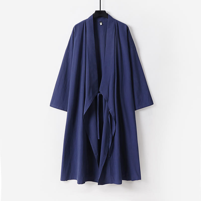 Nimara Ritual 2Pcs Wudang Fall Solid Long Sleeve Men's Taoist Long Robe Sleeveless Vest Lace-up Kimono Ceremony Suit