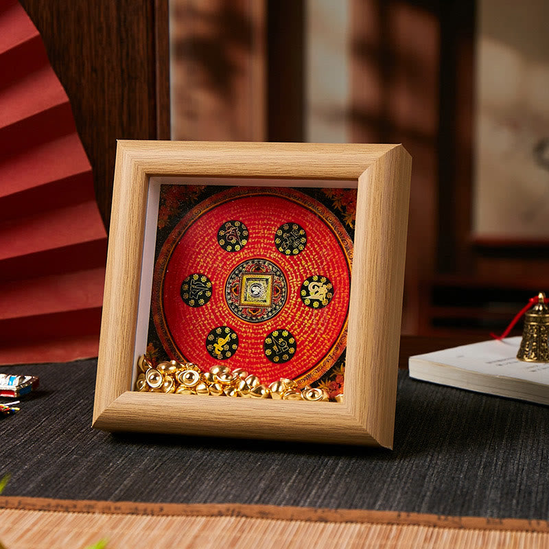 Nimara Ritual Tibetan Om Mani Padme Hum Golden Ingot Thangka Photo Frame Ornament Home Decor
