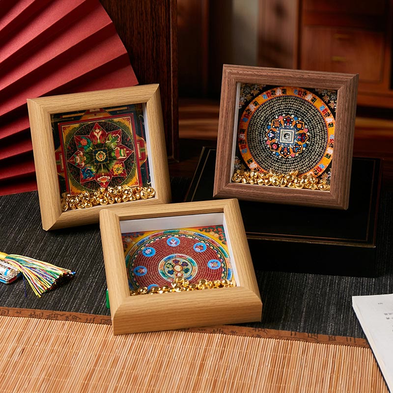 Nimara Ritual Tibetan Om Mani Padme Hum Golden Ingot Thangka Photo Frame Ornament Home Decor