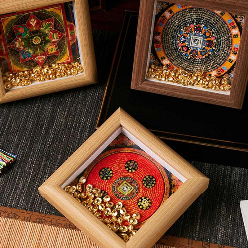 Nimara Ritual Tibetan Om Mani Padme Hum Golden Ingot Thangka Photo Frame Ornament Home Decor