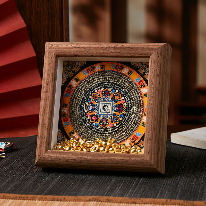Nimara Ritual Tibetan Om Mani Padme Hum Golden Ingot Thangka Photo Frame Ornament Home Decor