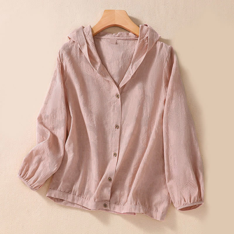 Nimara Ritual Fall Jacquard Buttons Down Design Long Sleeve Women's Hoodie