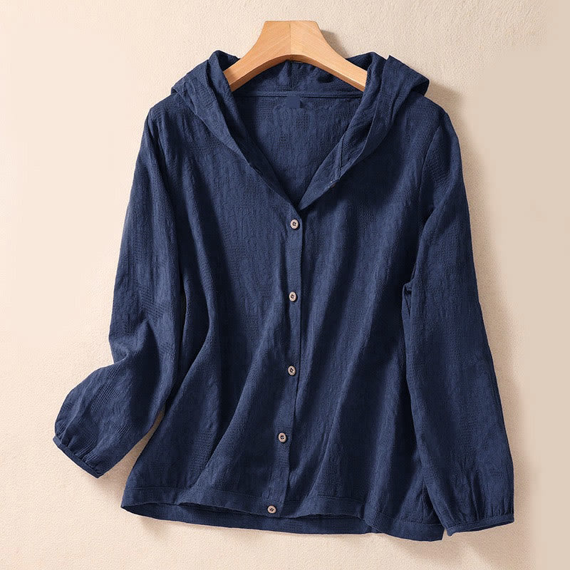 Nimara Ritual Fall Jacquard Buttons Down Design Long Sleeve Women's Hoodie