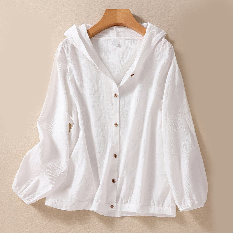 Nimara Ritual Fall Jacquard Buttons Down Design Long Sleeve Women's Hoodie