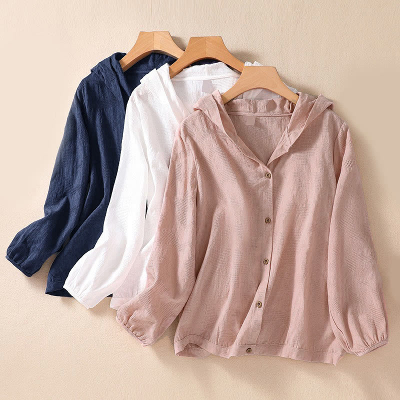 Nimara Ritual Fall Jacquard Buttons Down Design Long Sleeve Women's Hoodie