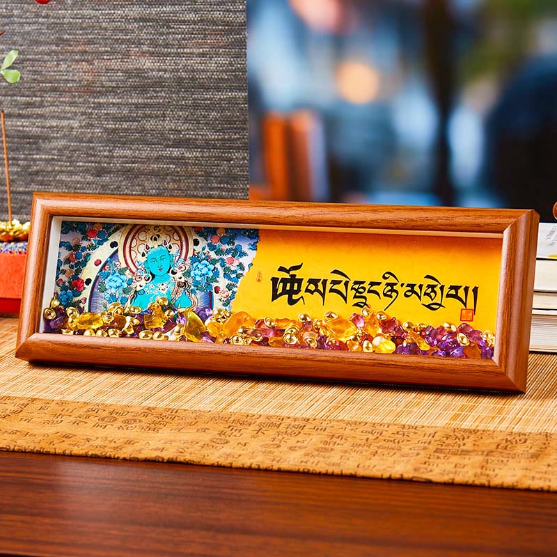 Nimara Ritual Om Mani Padme Hum Buddha Golden Ingot Thangka Photo Frame Ornament Home Decor