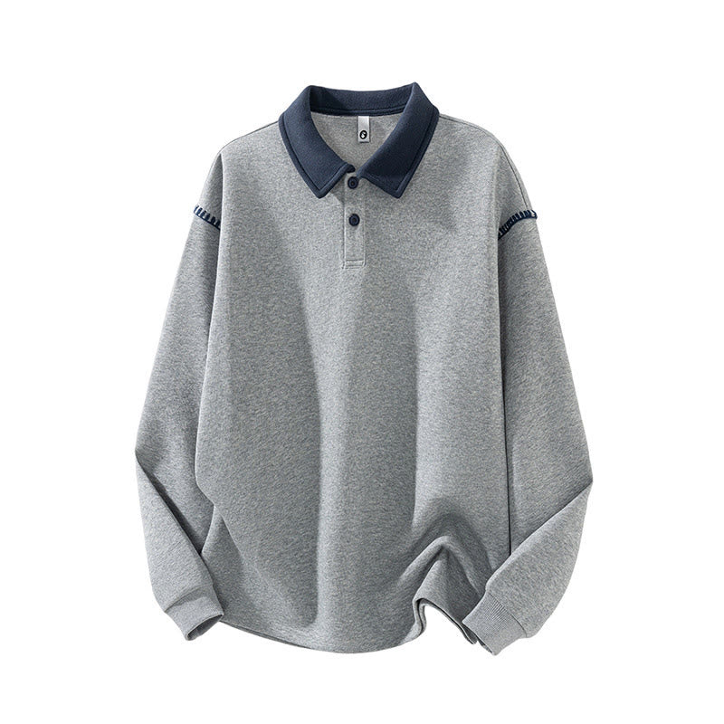 Nimara Ritual Fall Polo Collar Button Men's Sweatshirt Cotton Pullover