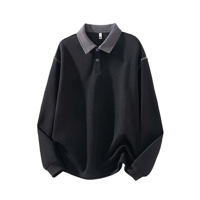 Nimara Ritual Fall Polo Collar Button Men's Sweatshirt Cotton Pullover