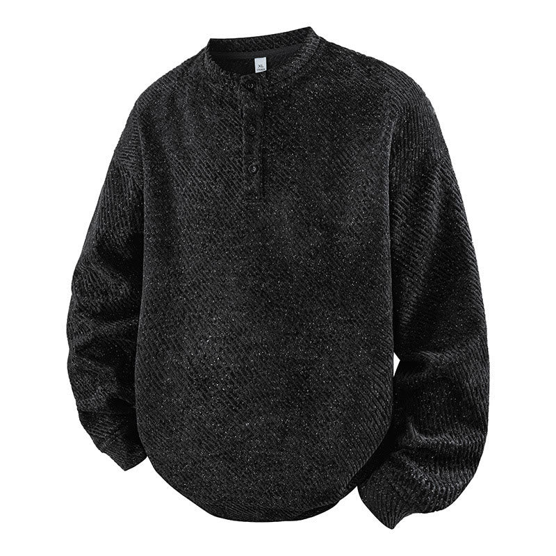 Nimara Ritual Fall Crew Neck Stripes Button Men's Sweatshirt Pullover