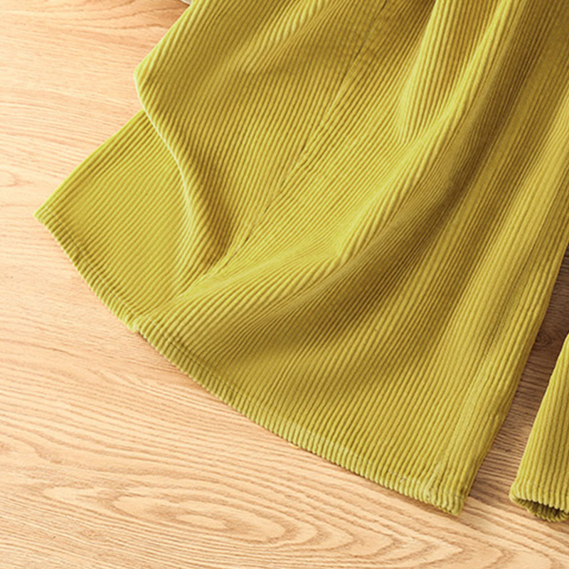 Nimara Ritual Plain Elastic Waist Women's Cropped 7-8 Length Wide Leg Corduroy Pants
